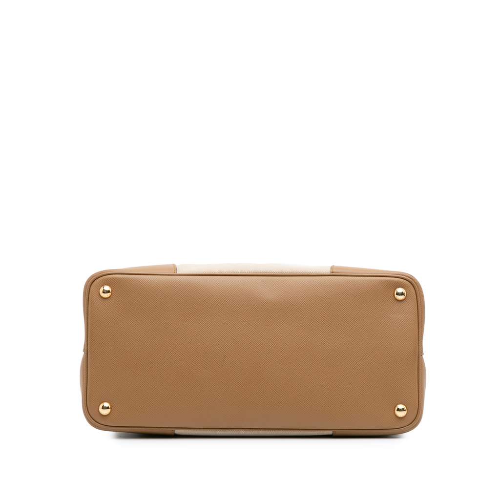 Prada Large Saffiano Trimmed Canapa Double Satchel - 3