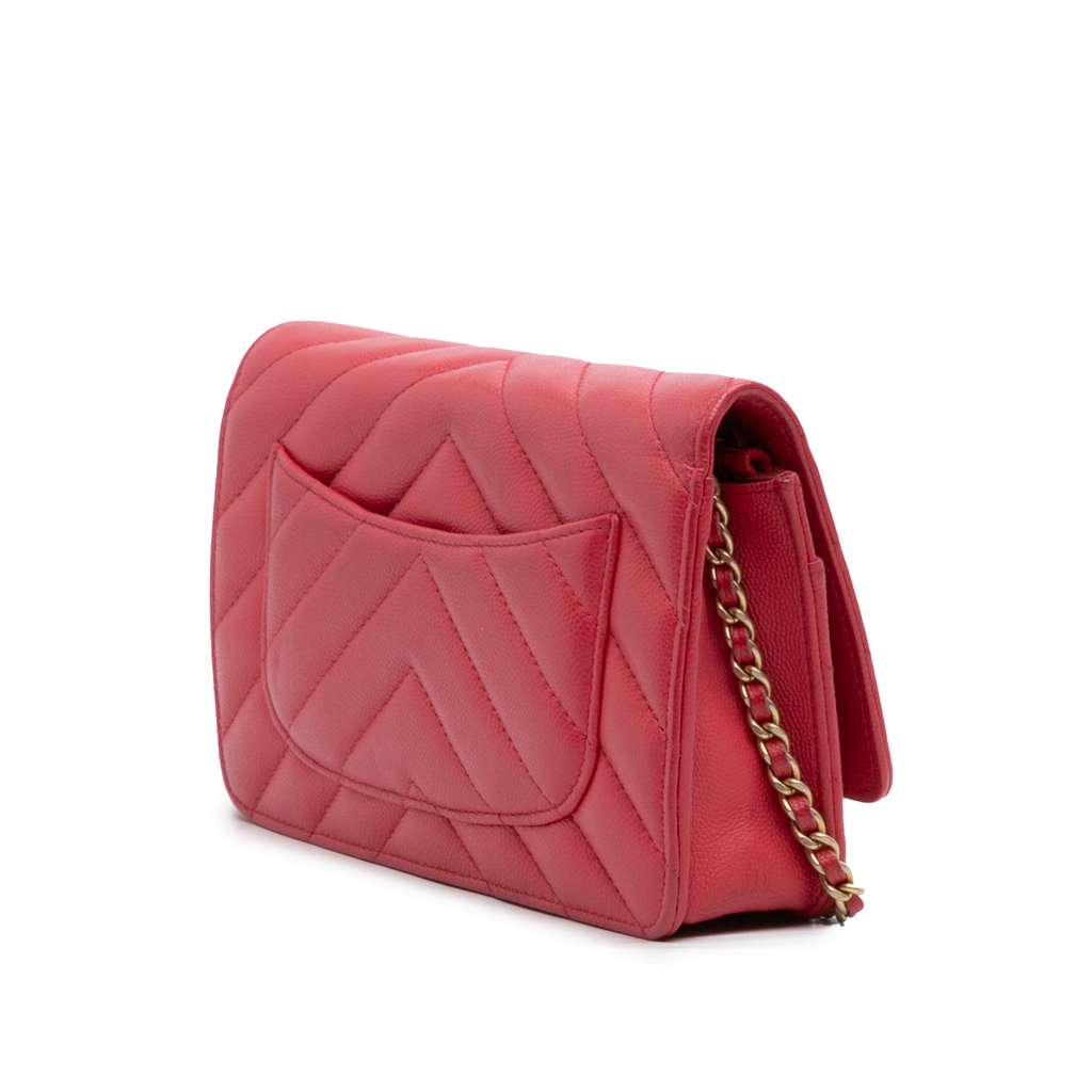 Chanel CC Chevron Caviar Ancient Greek Charms Wallet On Chain - Back view