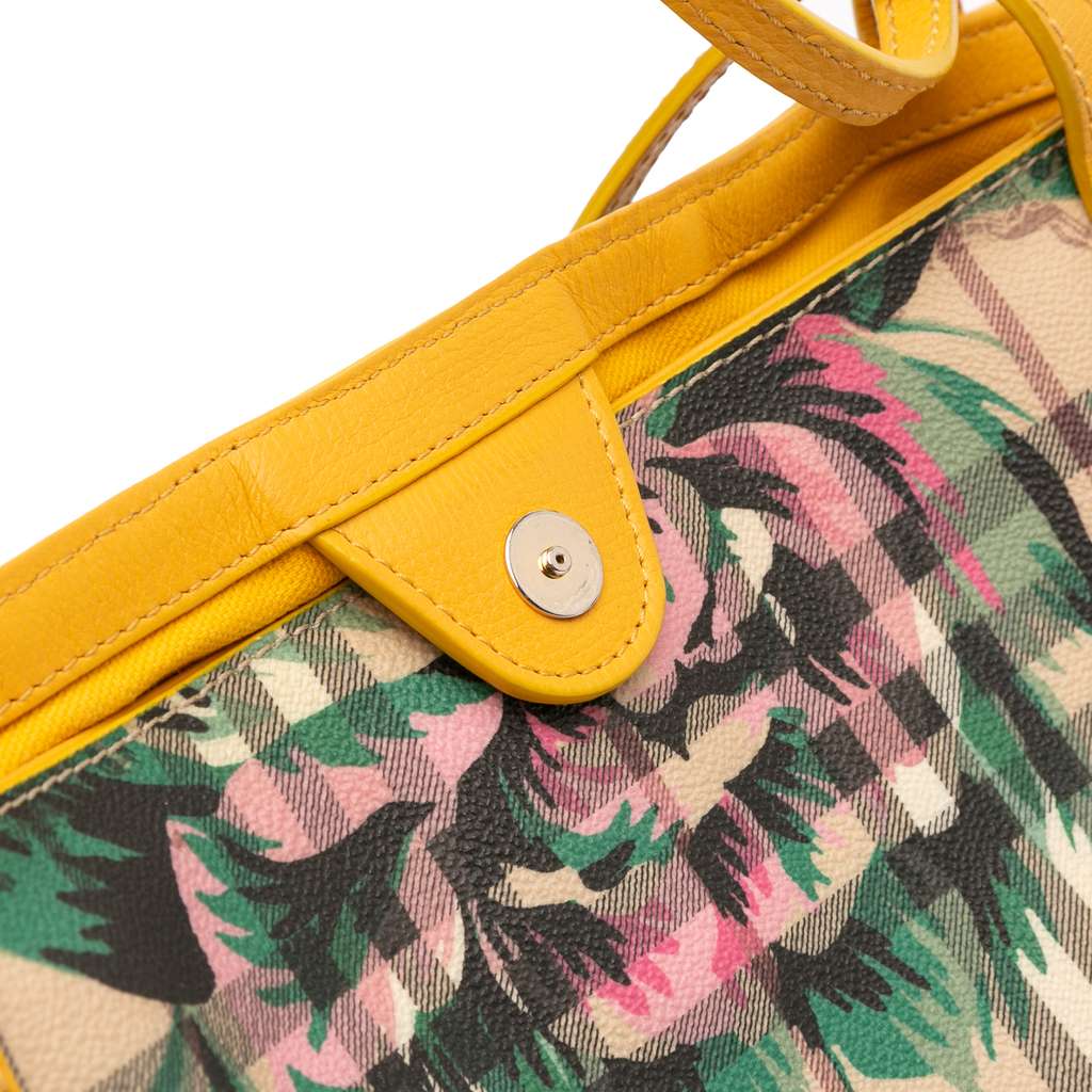 Burberry Small Haymarket Check Floral Print Coated Canvas Canterbury Tote - Detail 2