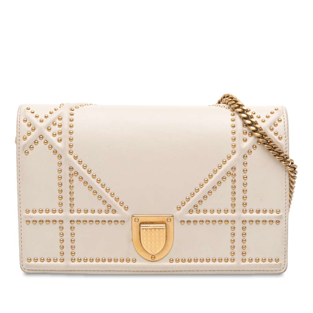 Dior Studded Lambskin Diorama Wallet on Chain