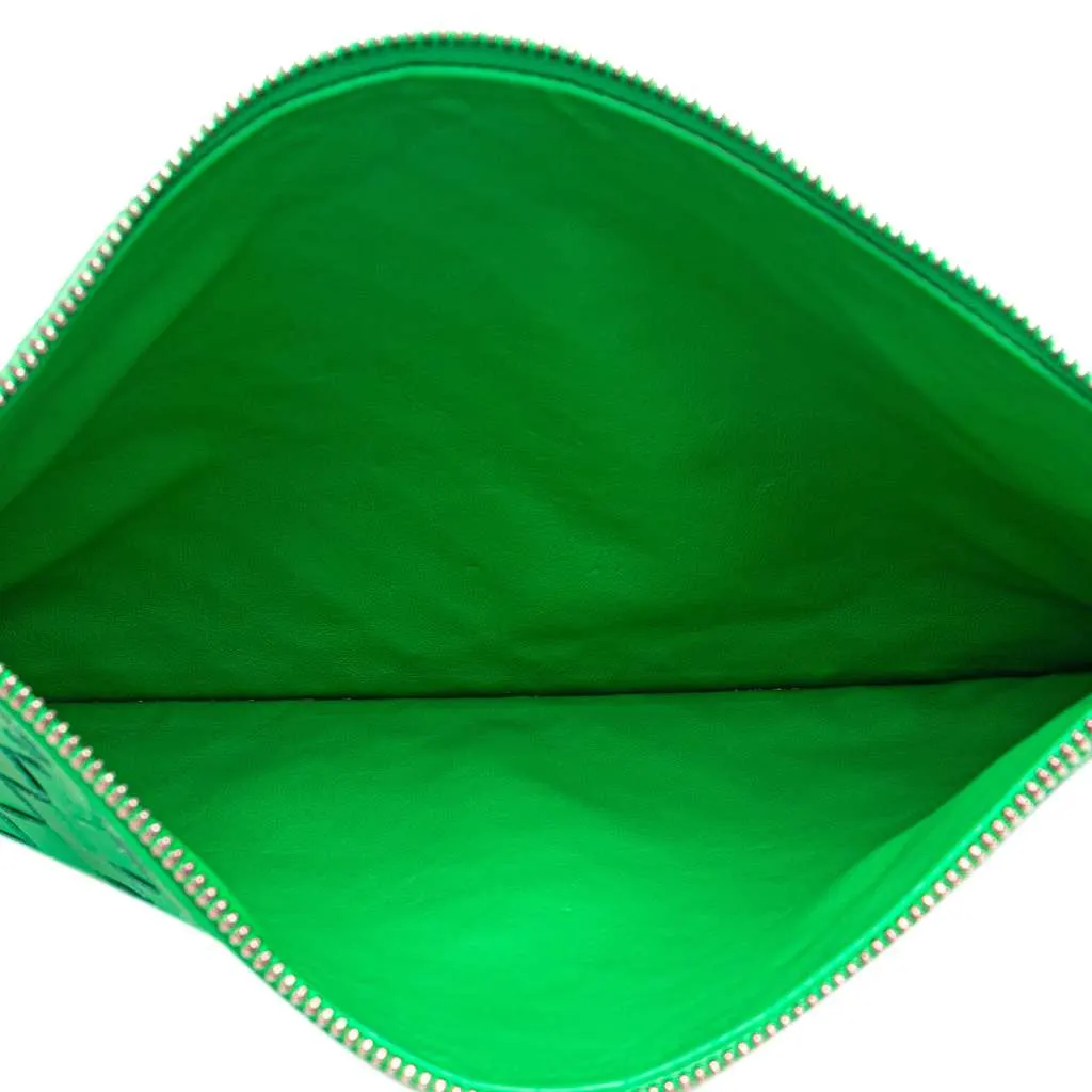 Bottega Veneta Intrecciato Leather Clutch Green Leather Good - Model View