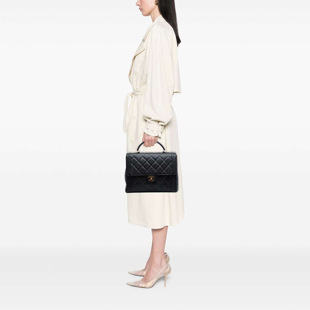 Chanel Jumbo CC Quilted Caviar Kelly Top Handle Bag - Detail 2