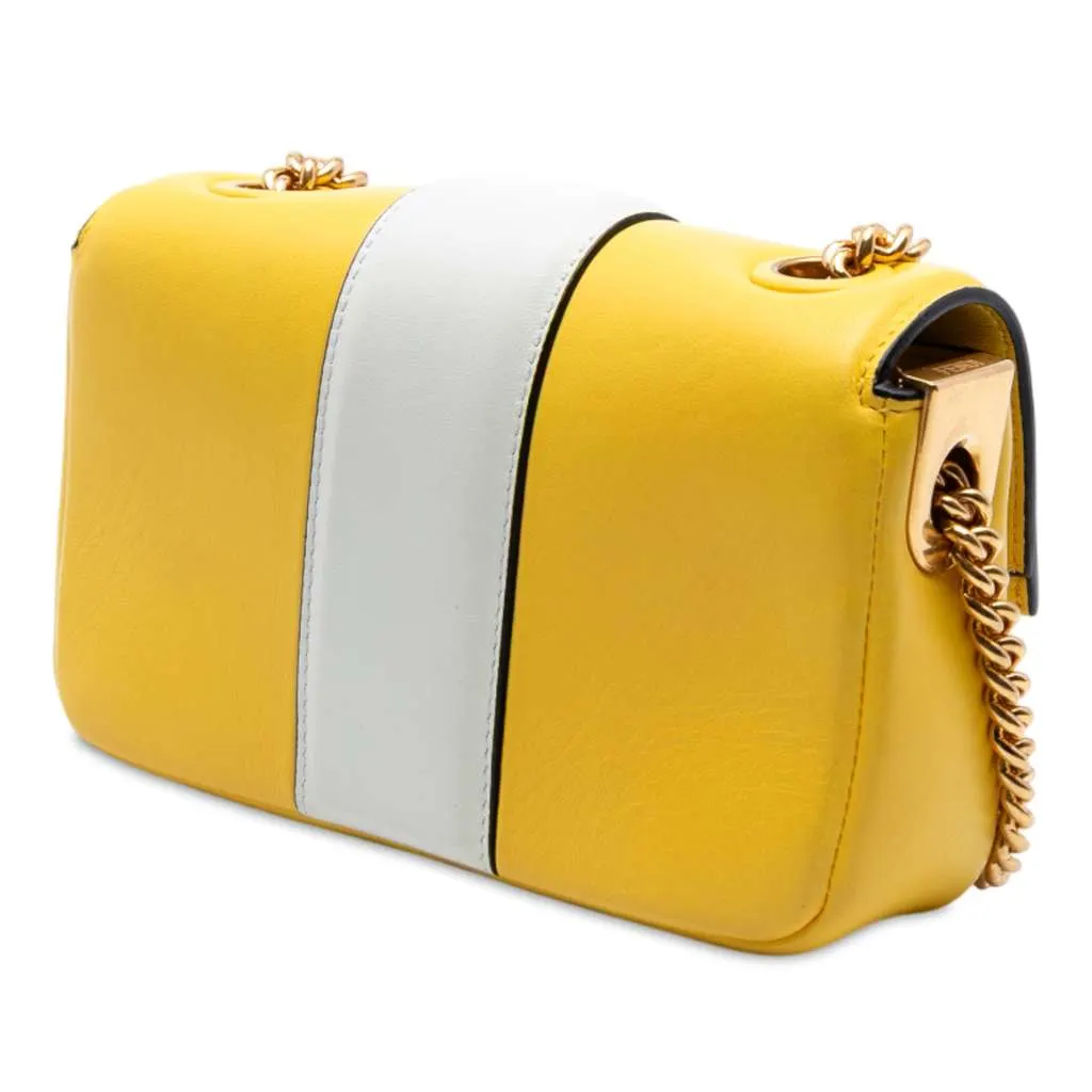 Fendi Mini Bicolor Nappa Apolo Chain Baguette Shoulder Bag Yellow Leather Very good - Back View