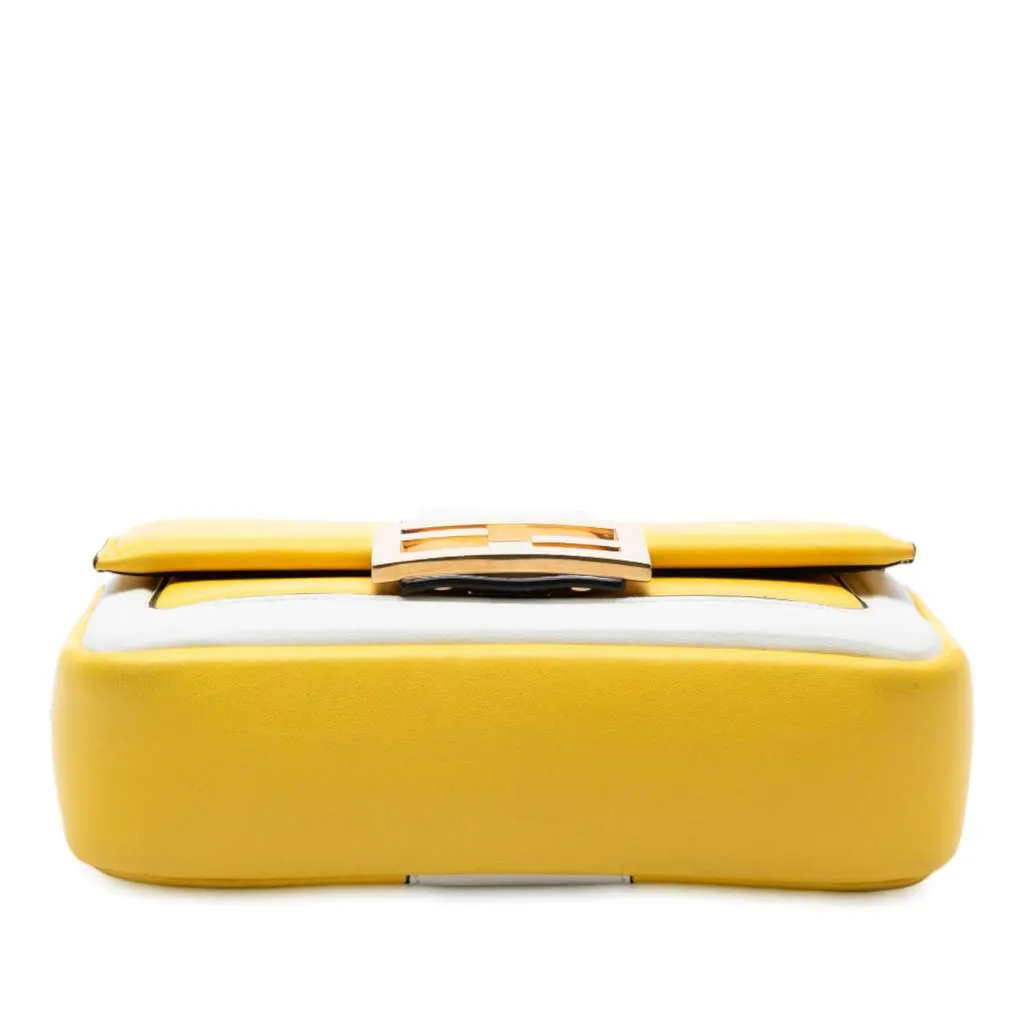 Fendi Mini Bicolor Nappa Apolo Chain Baguette Shoulder Bag Yellow Leather Very good - Inside View
