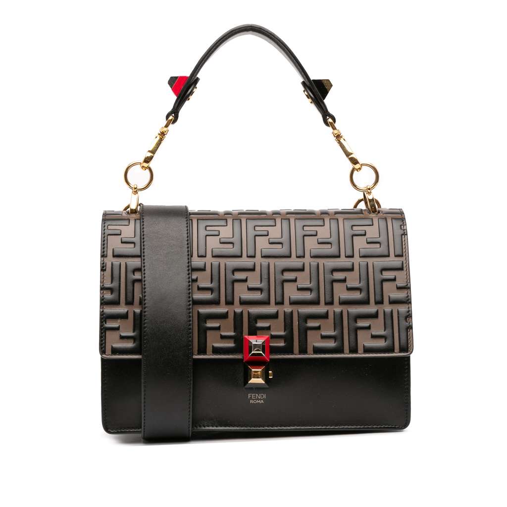 Fendi Medium FF 1974 Embossed Leather Kan I Satchel