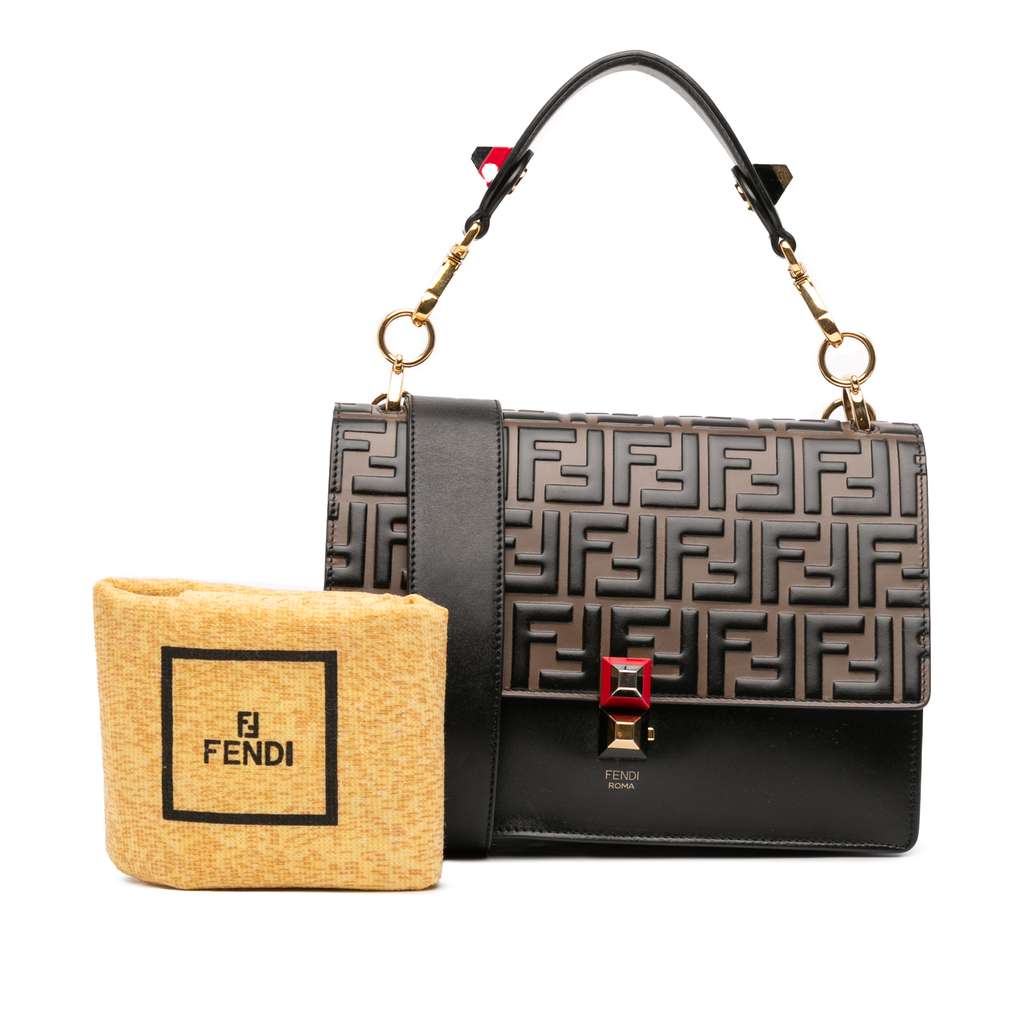 Fendi Medium FF 1974 Embossed Leather Kan I Satchel - Image 14