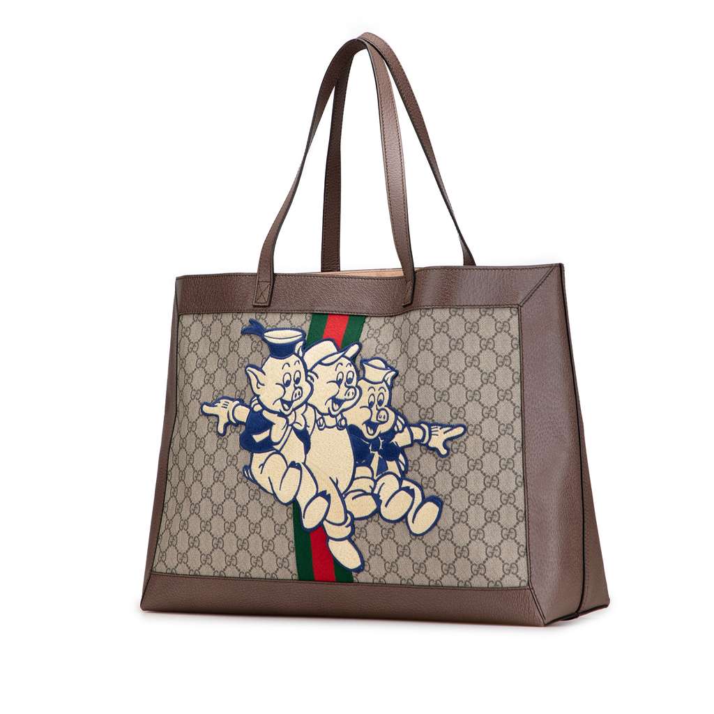 Gucci Disney Large GG Supreme Three Little Pigs Ophidia Tote - Back view