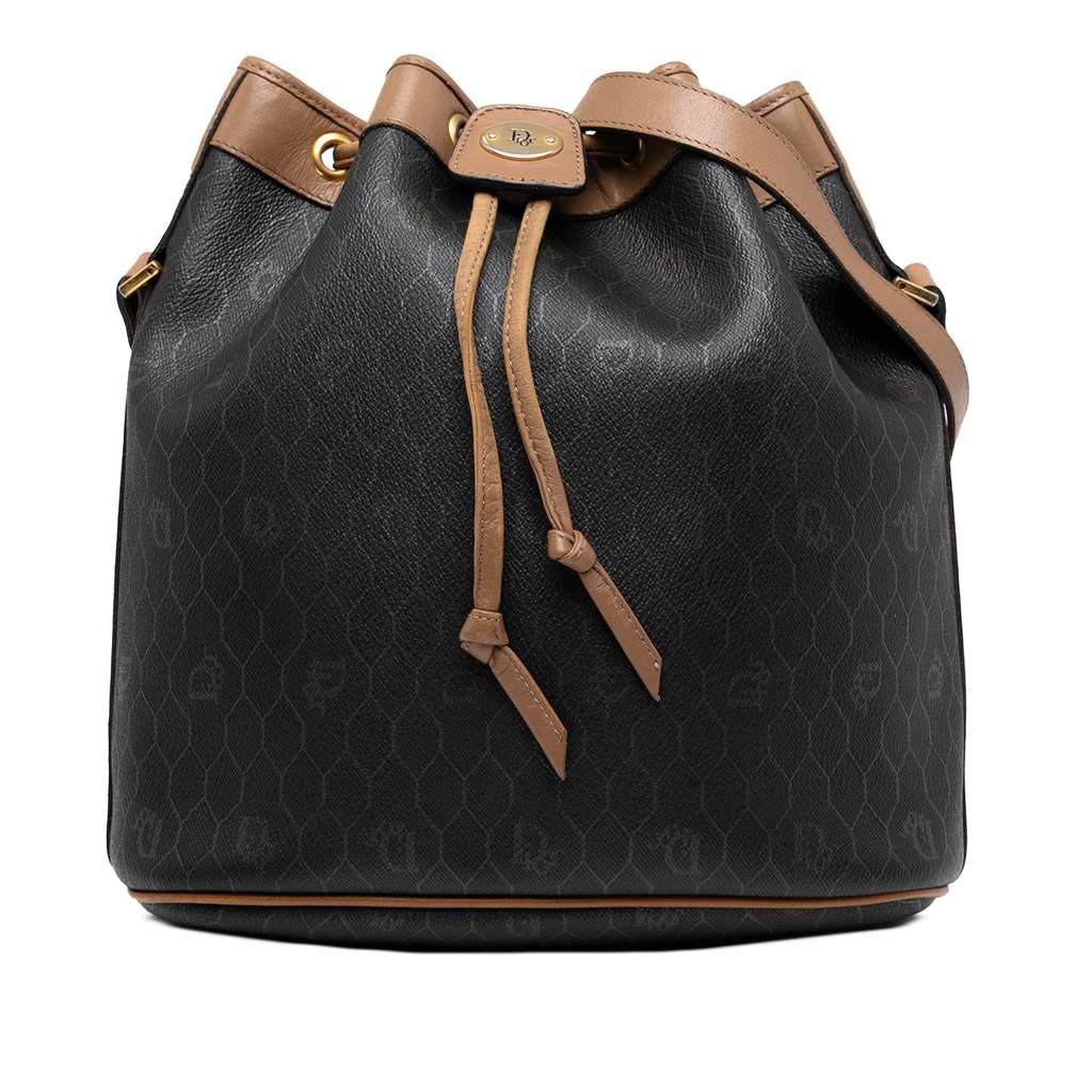 Dior Honeycomb Coated Canvas Drawstring Bucket Bag