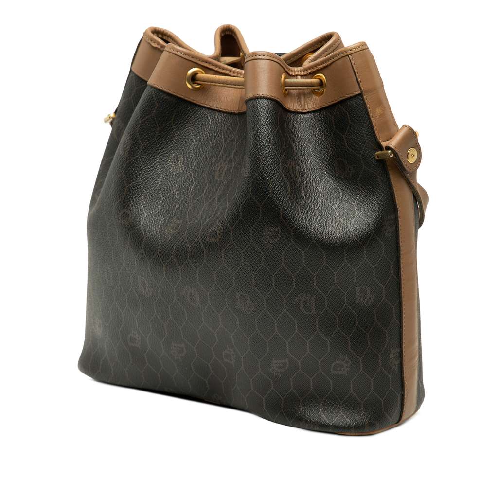 Dior Honeycomb Coated Canvas Drawstring Bucket Bag - Back view