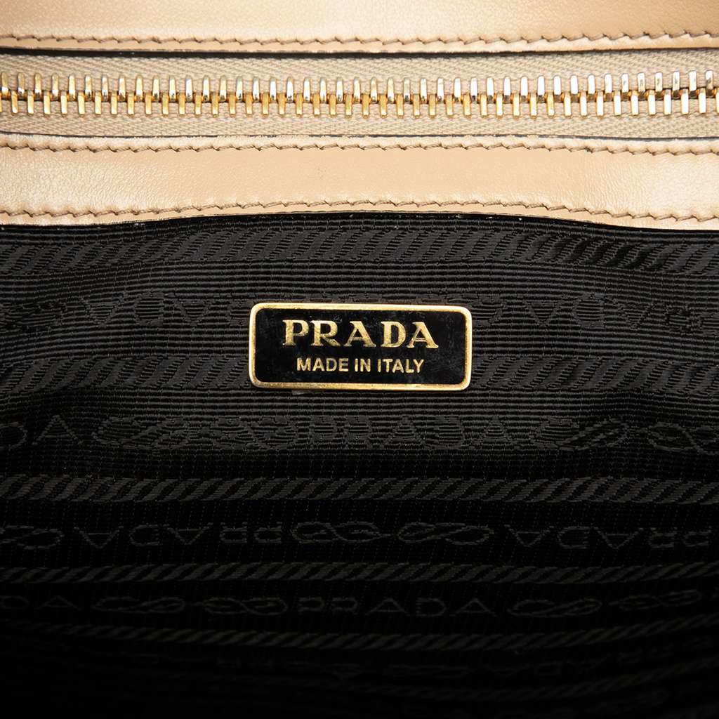 Prada Large Saffiano Lux Embossed Logo Convertible Tote - Side view