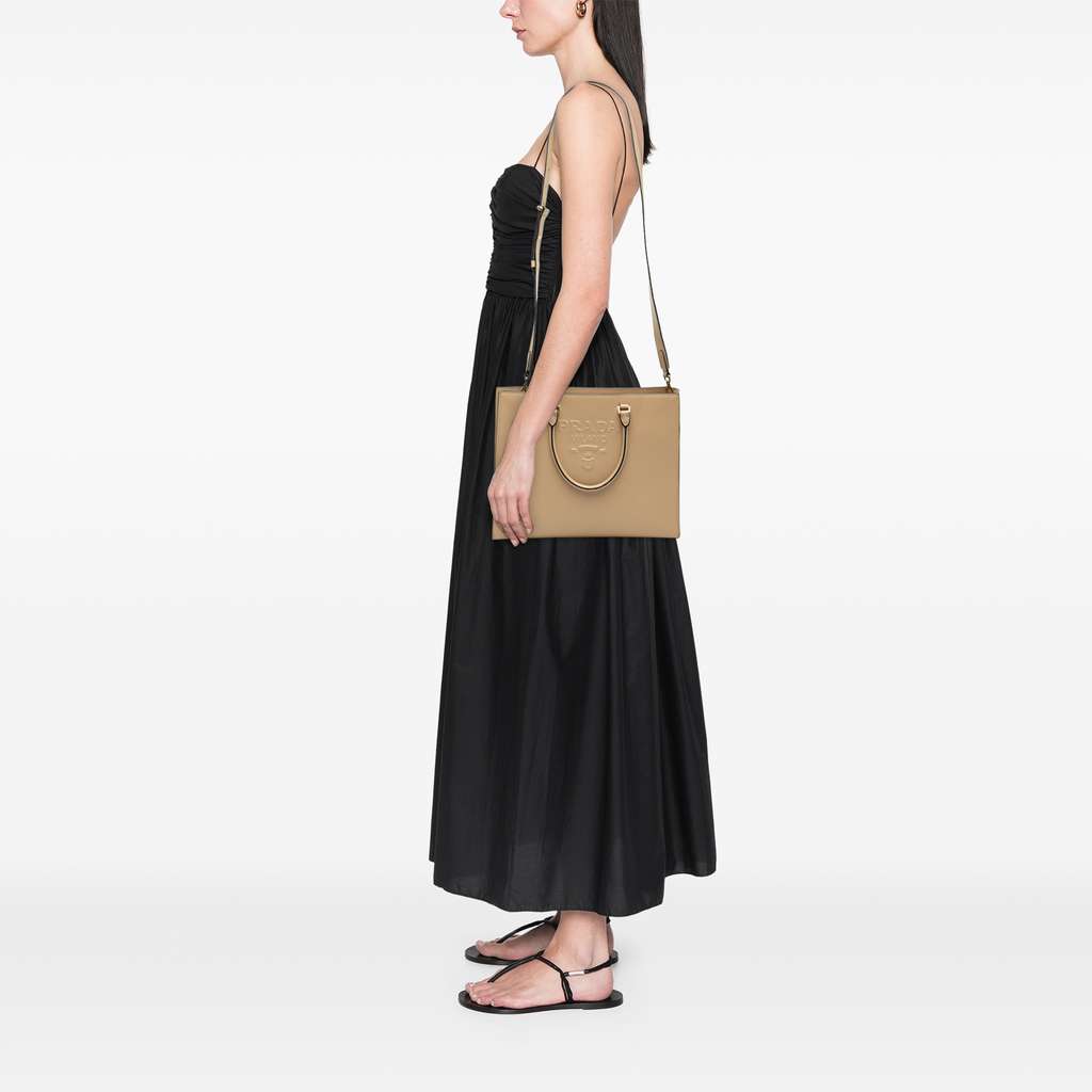 Prada Large Saffiano Lux Embossed Logo Convertible Tote - Detail 2