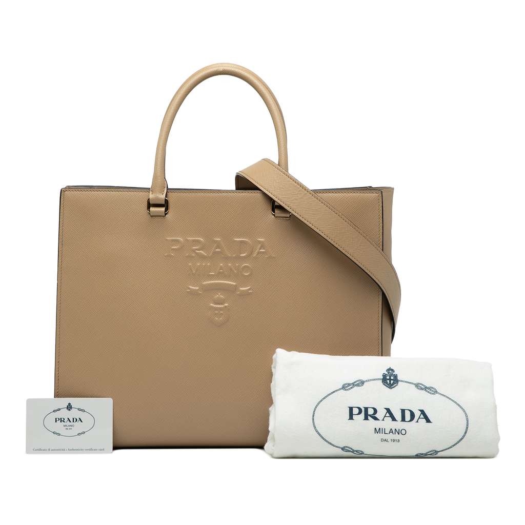 Prada Large Saffiano Lux Embossed Logo Convertible Tote - Image 10