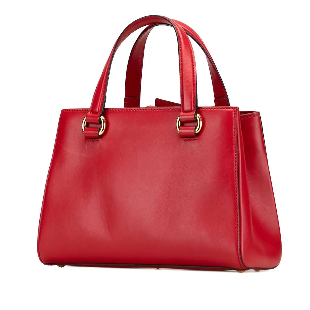 Gucci Leather Sylvie Web Top Handle Satchel Red Leather Good - Back View