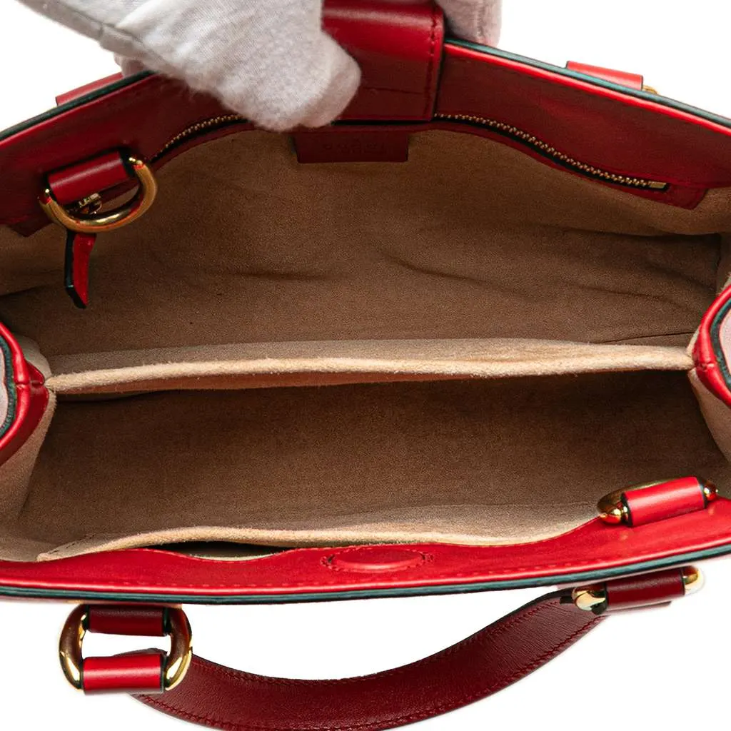 Gucci Leather Sylvie Web Top Handle Satchel Red Leather Good - Model View