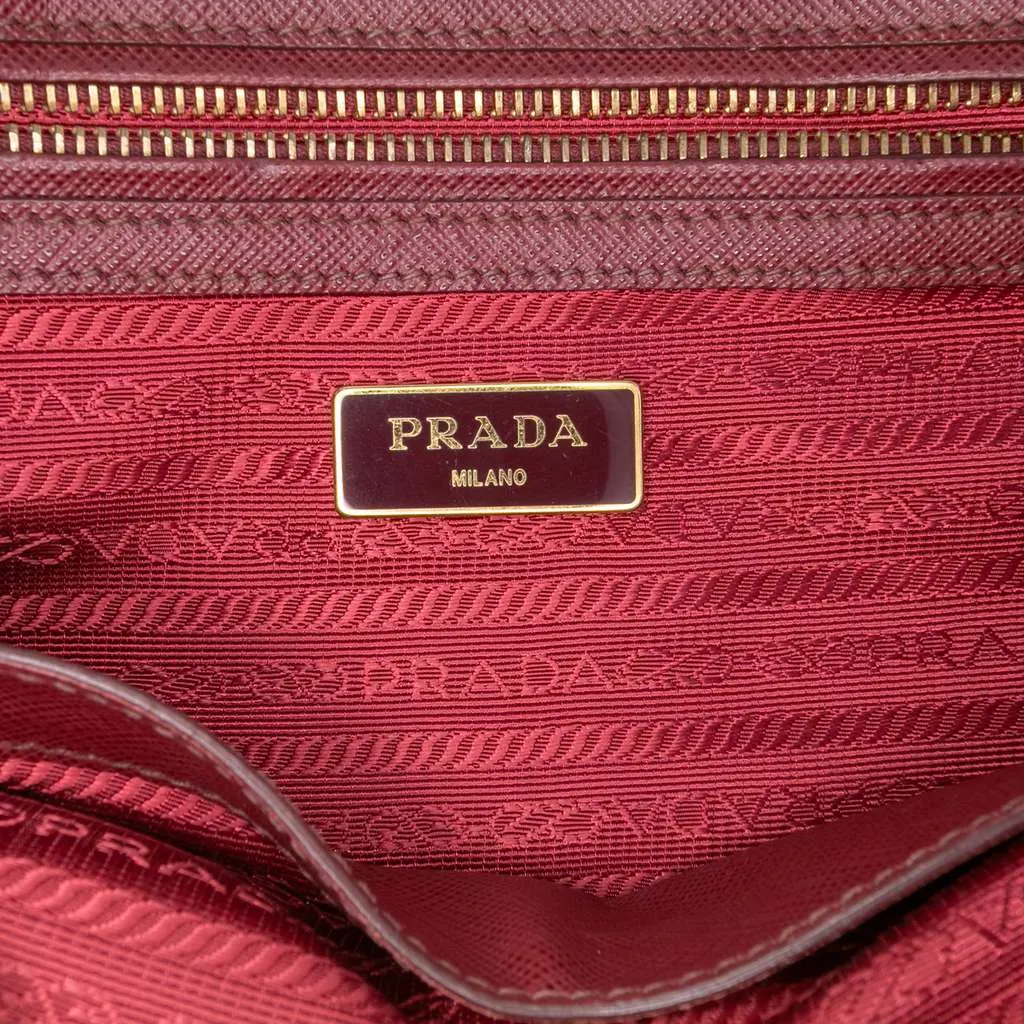 Prada Medium Saffiano Lux Galleria Double Zip Satchel Red Leather Good - Box View