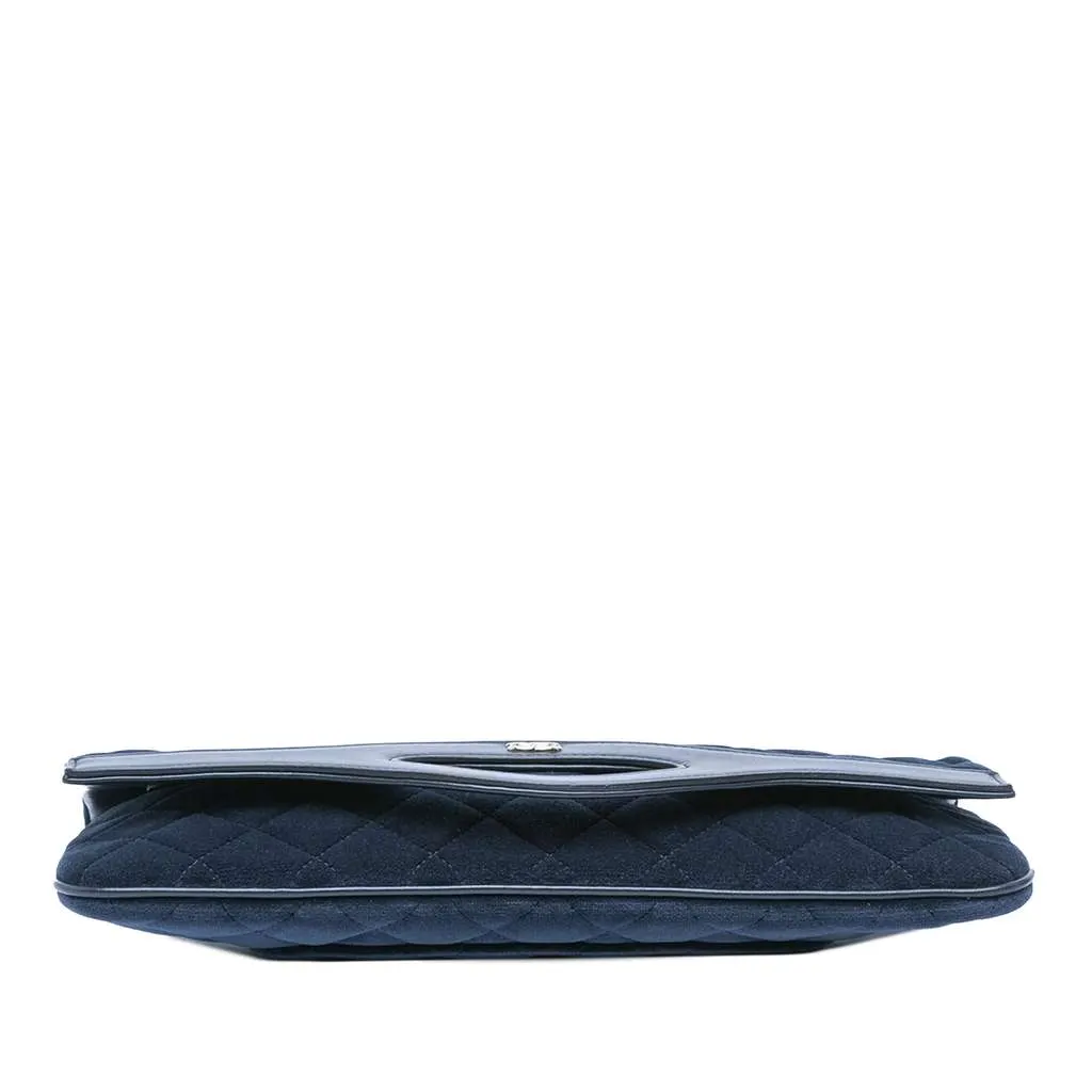 Chanel Quilted Velvet 31 Clutch Blue Velvet Good - Inside View