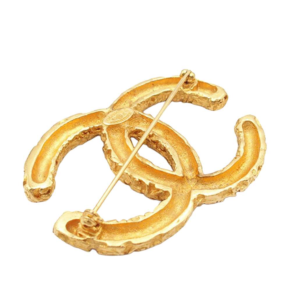 Chanel Gold Plated CC Brooch - Back view