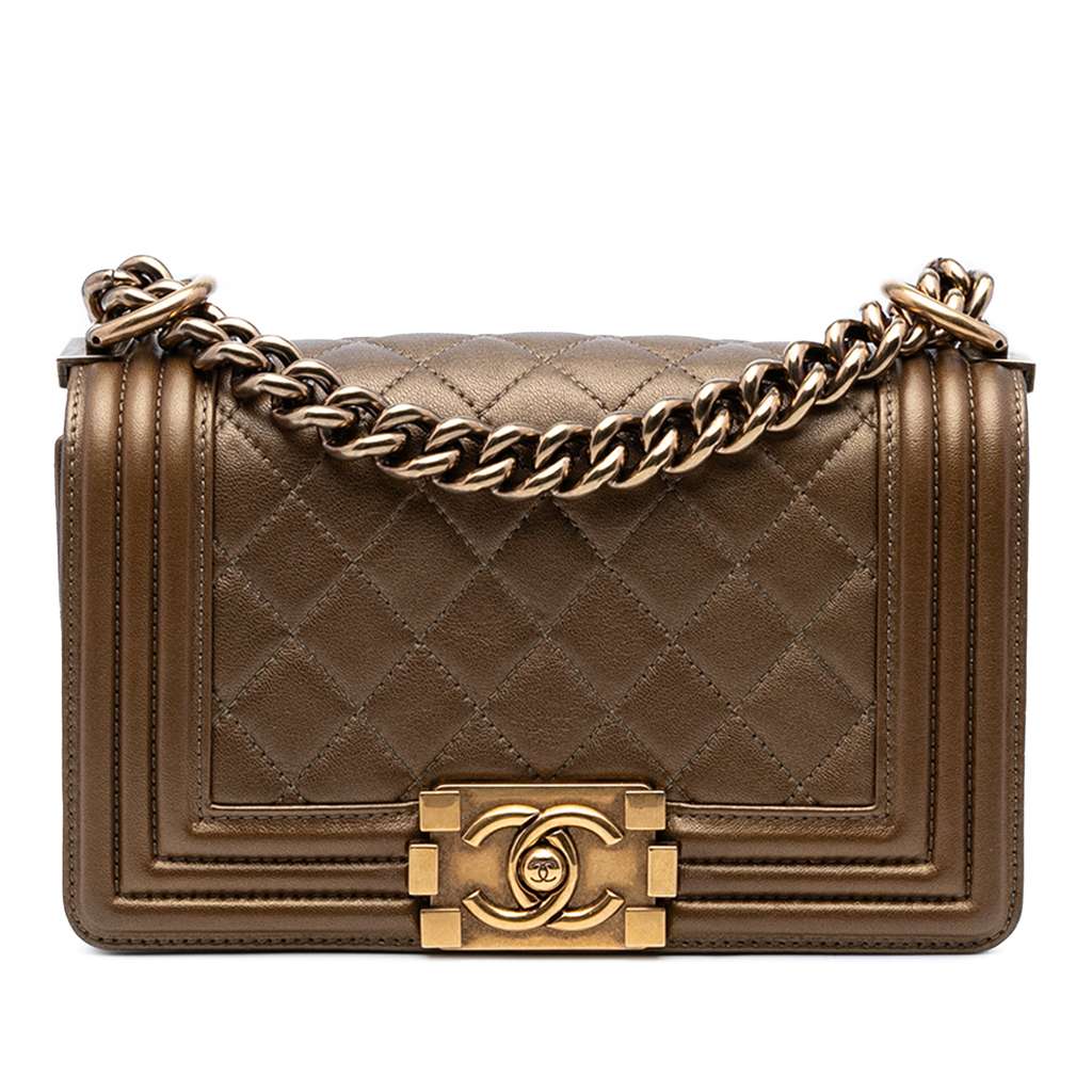 Chanel Small Quilted Metallic Calfskin Boy Flap