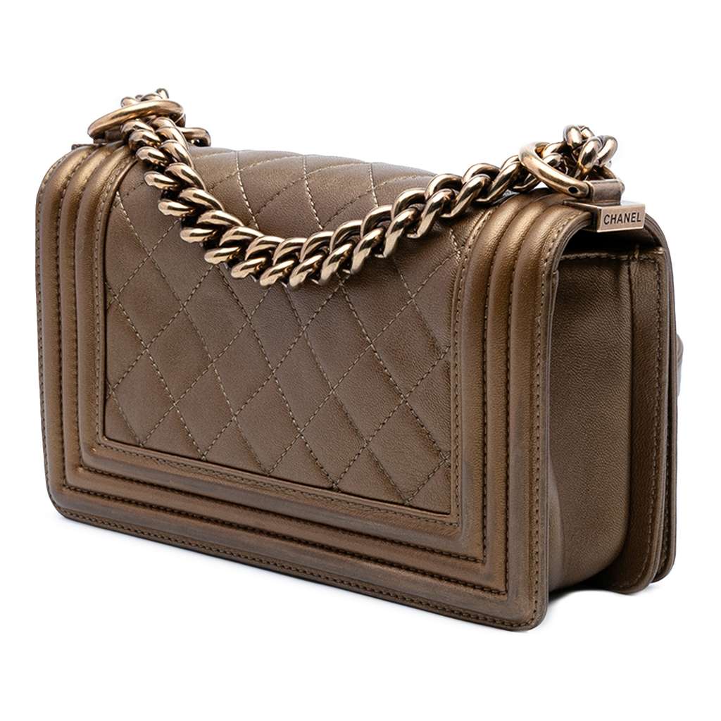 Chanel Small Quilted Metallic Calfskin Boy Flap - Back view