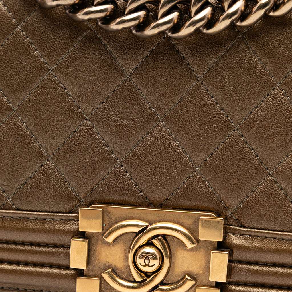 Chanel Small Quilted Metallic Calfskin Boy Flap - Detail 2