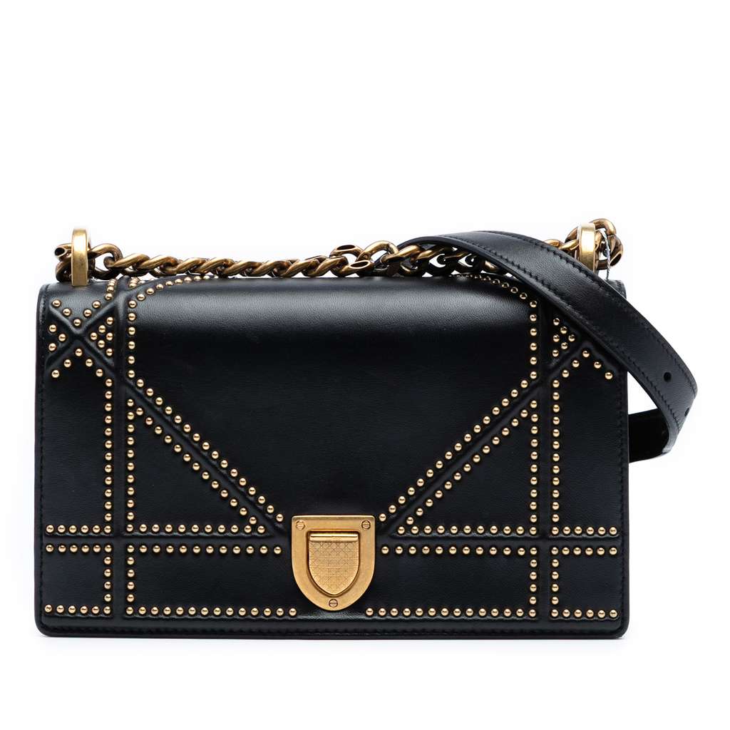 Dior Small Lambskin Studded Diorama Flap