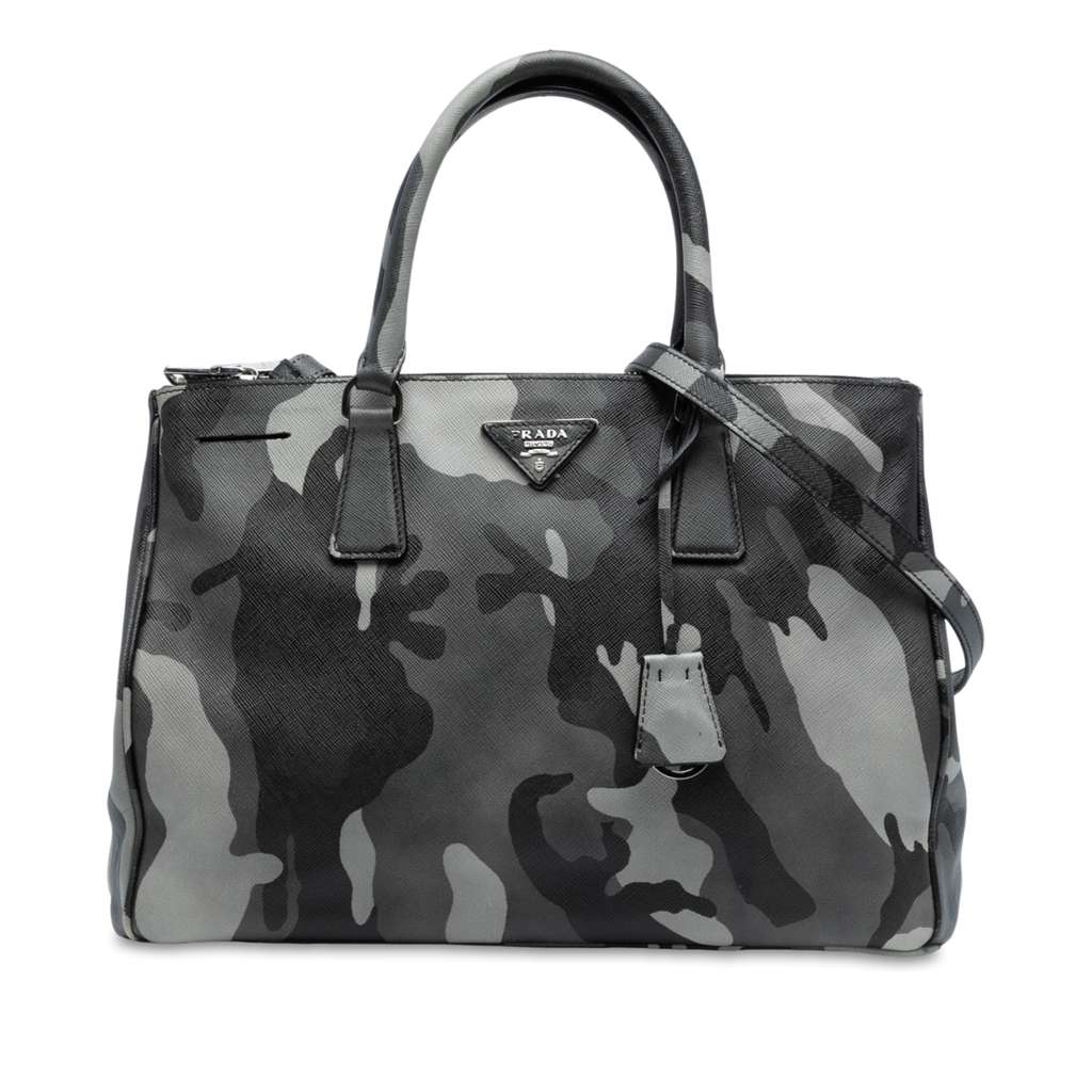 Prada Medium Saffiano Lux Camouflage Galleria Double Zip Satchel