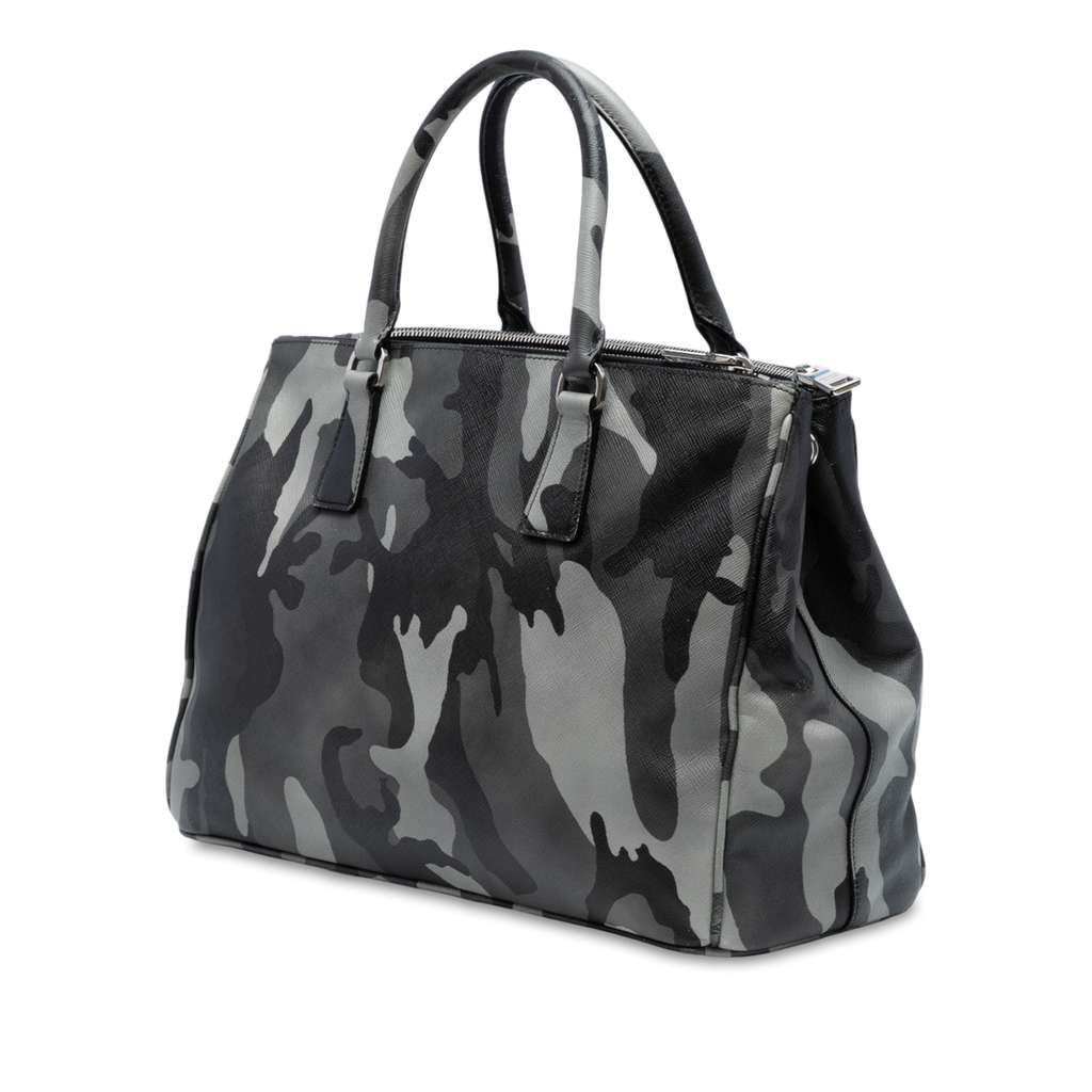 Prada Medium Saffiano Lux Camouflage Galleria Double Zip Satchel - Back view