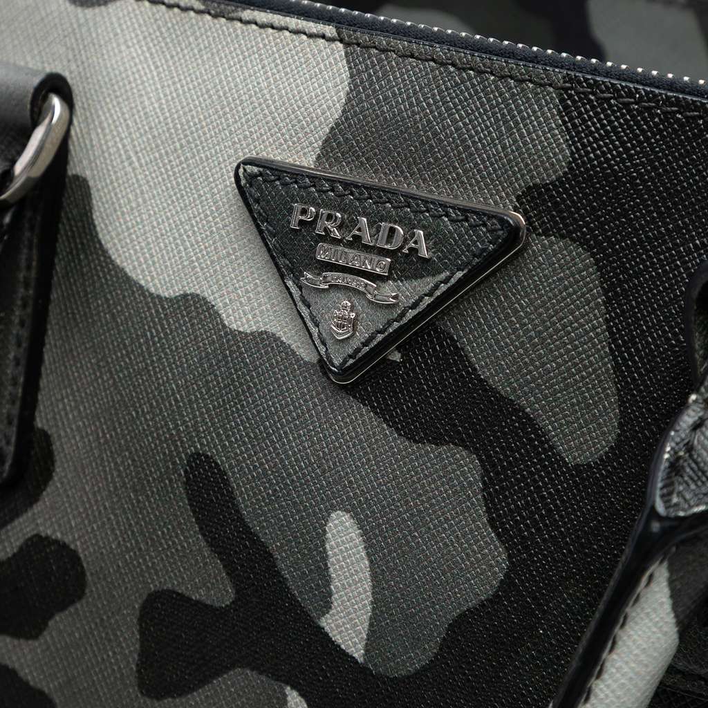 Prada Medium Saffiano Lux Camouflage Galleria Double Zip Satchel - Side view