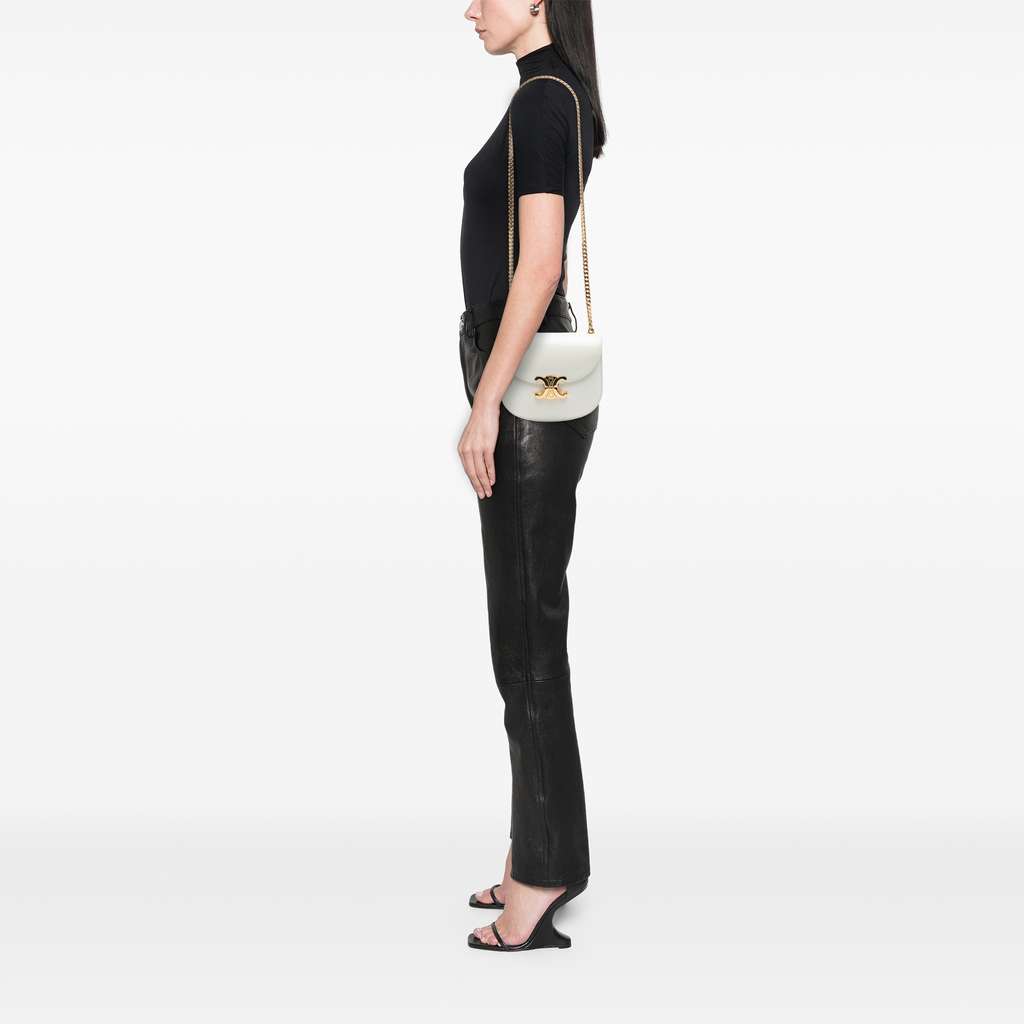 Celine Teen Shiny Calfskin Triomphe Besace Clea Chain Crossbody - Detail 2