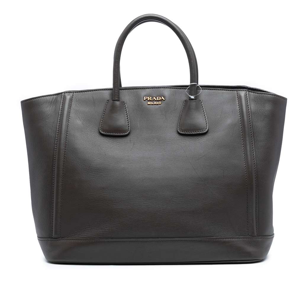Prada Large City Calf Double Handle Shopping Tote