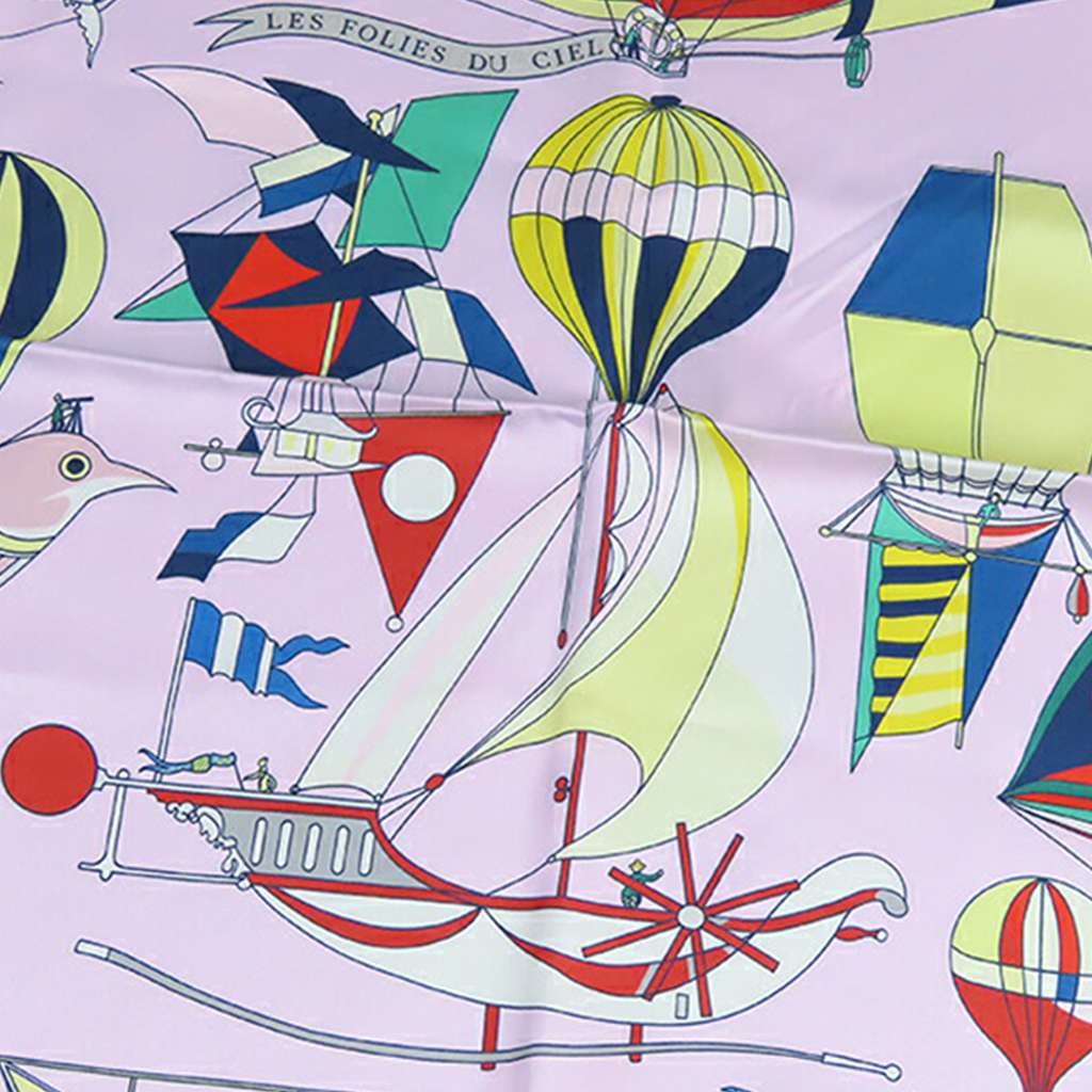 Hermès Les Folies Du Ciel Double Face Silk Scarf 90 - Image 13