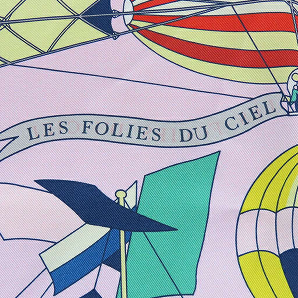 Hermès Les Folies Du Ciel Double Face Silk Scarf 90 - Side view