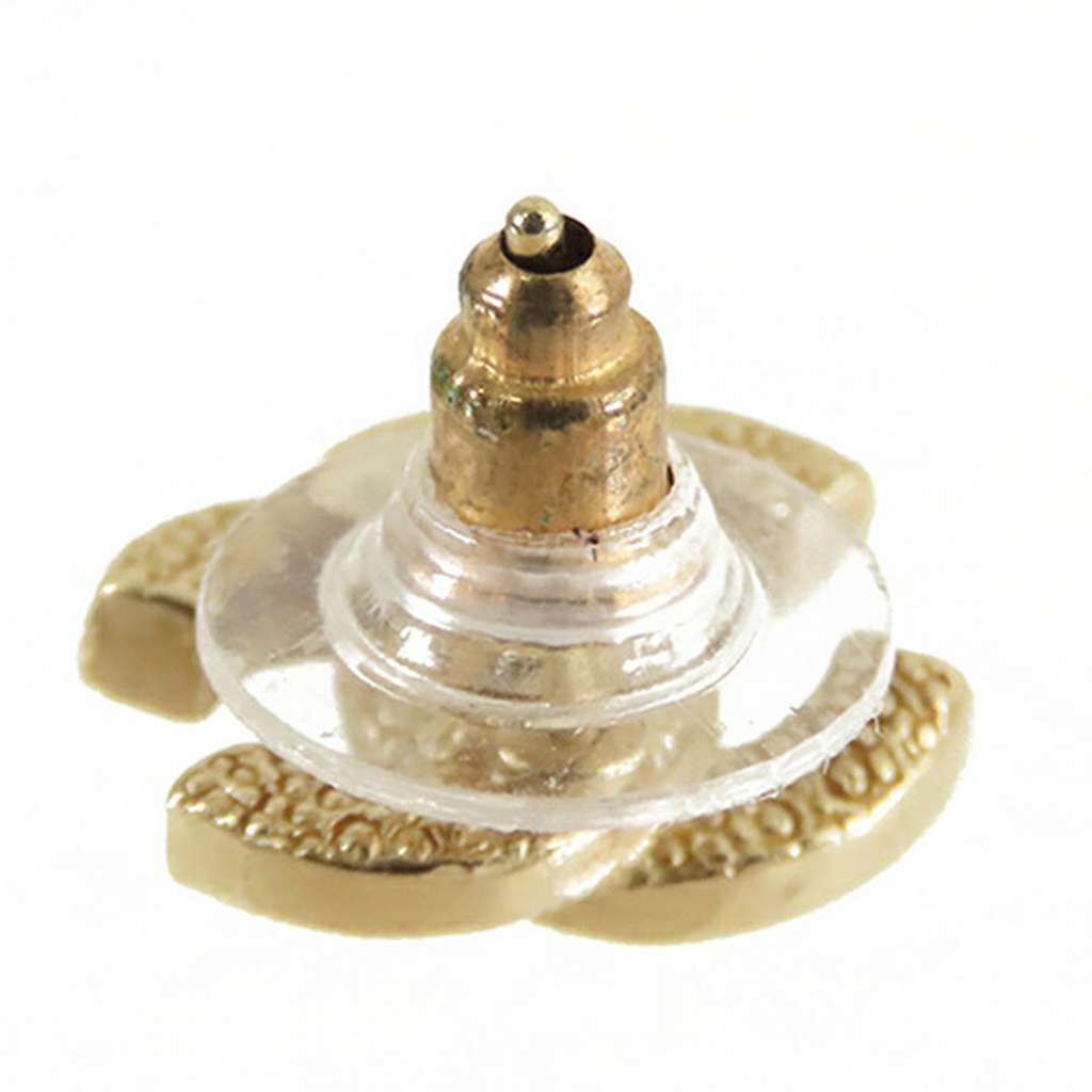 Chanel Gold Plated CC Crystal Push Back Earrings - 4