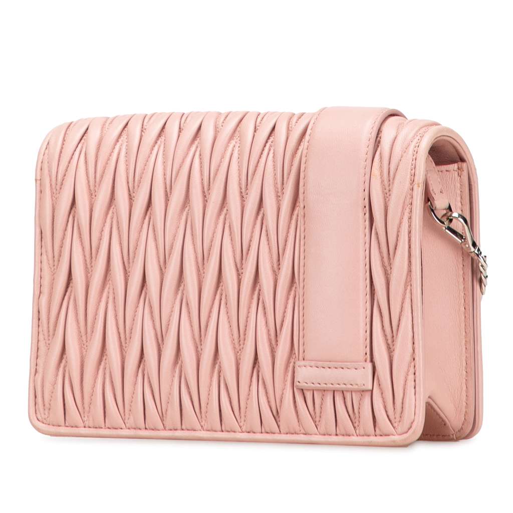 Miu Miu Matelasse Nappa Crystal Chain Buckle Crossbody - Back view