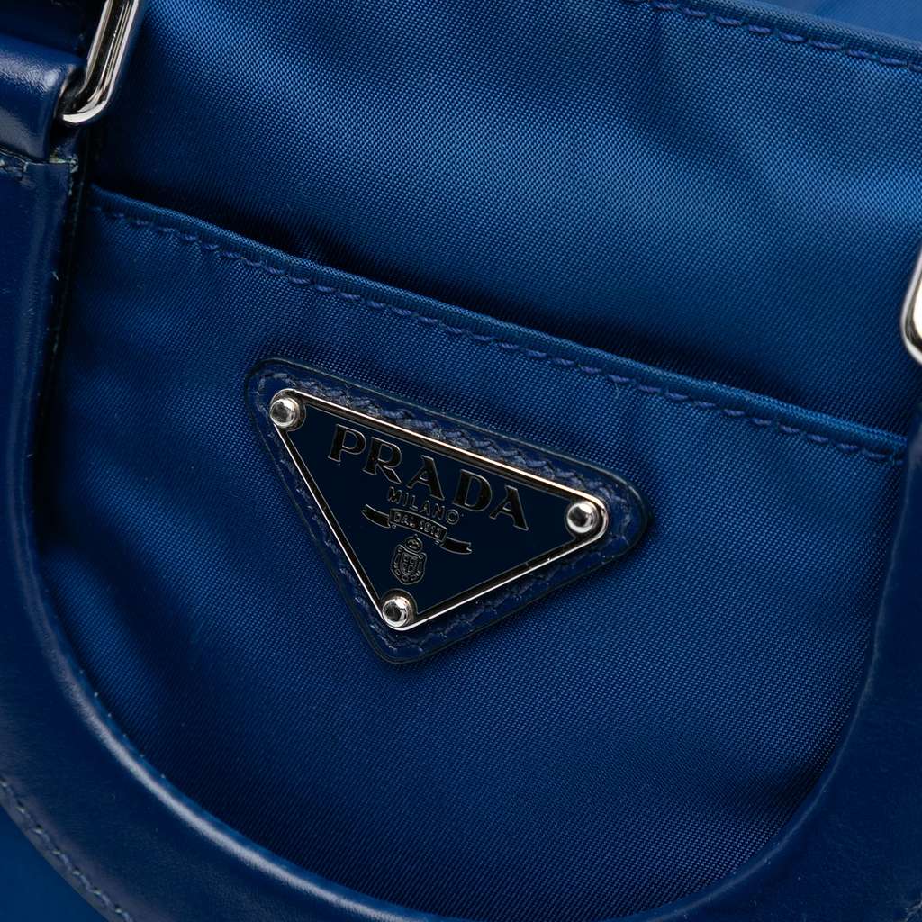 Prada Vitello Trimmed Tessuto Satchel - Side view