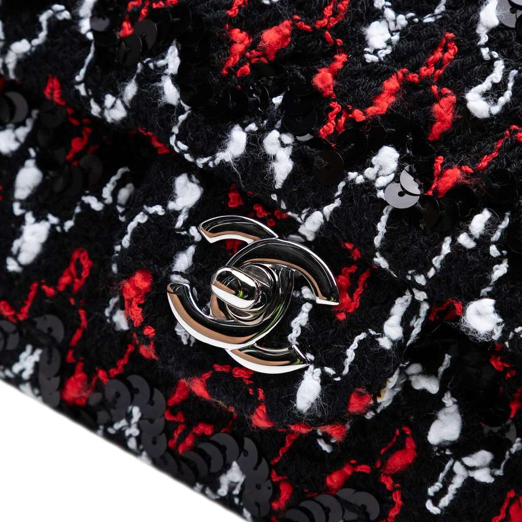 Chanel Medium Classic Sequined Tweed Double Flap - Detail 1