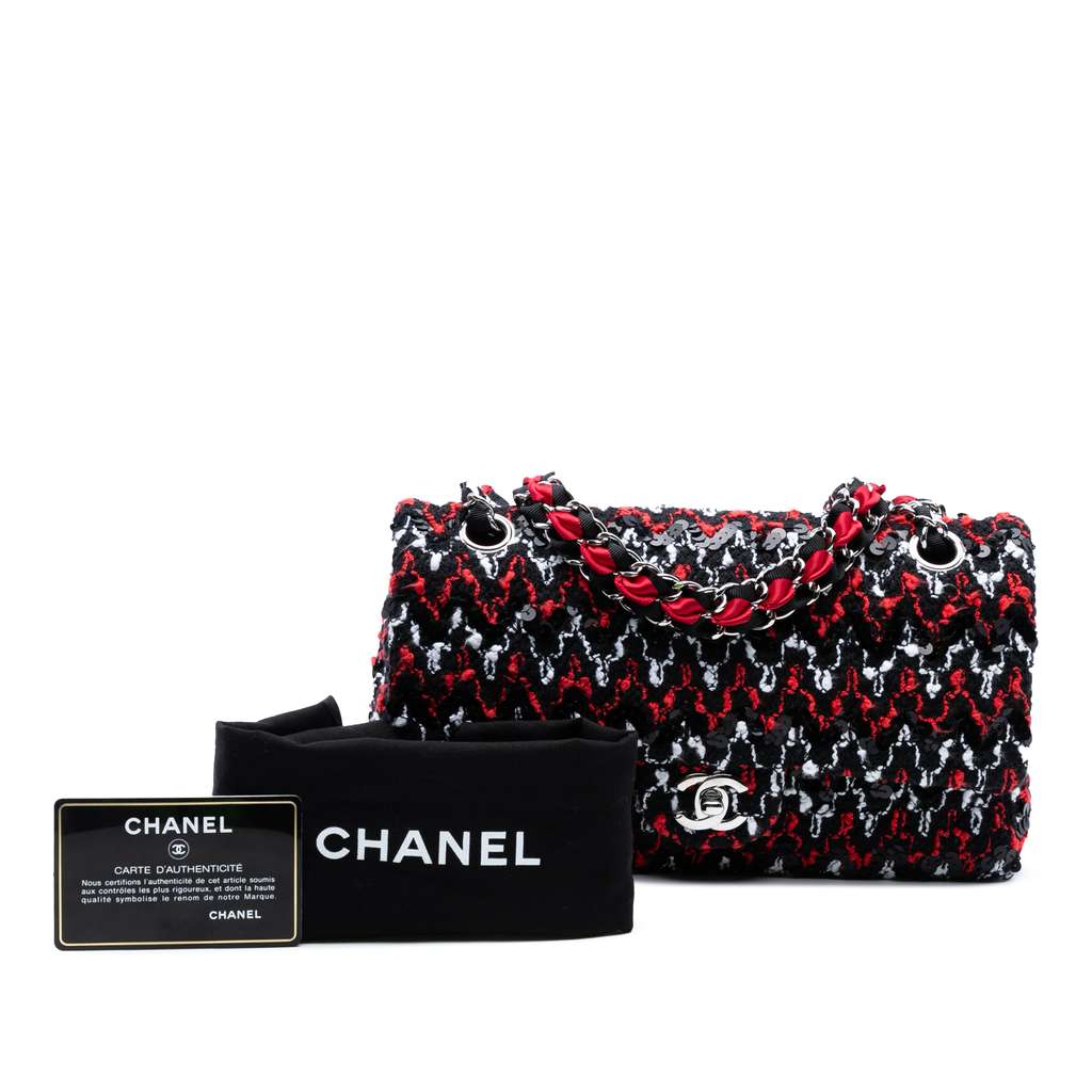 Chanel Medium Classic Sequined Tweed Double Flap - Image 10