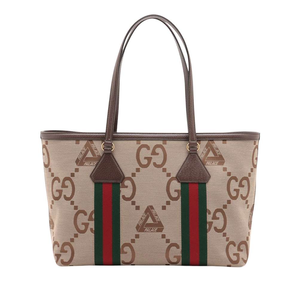 Gucci Palace Medium Jumbo GG Canvas Web Tote - Back view