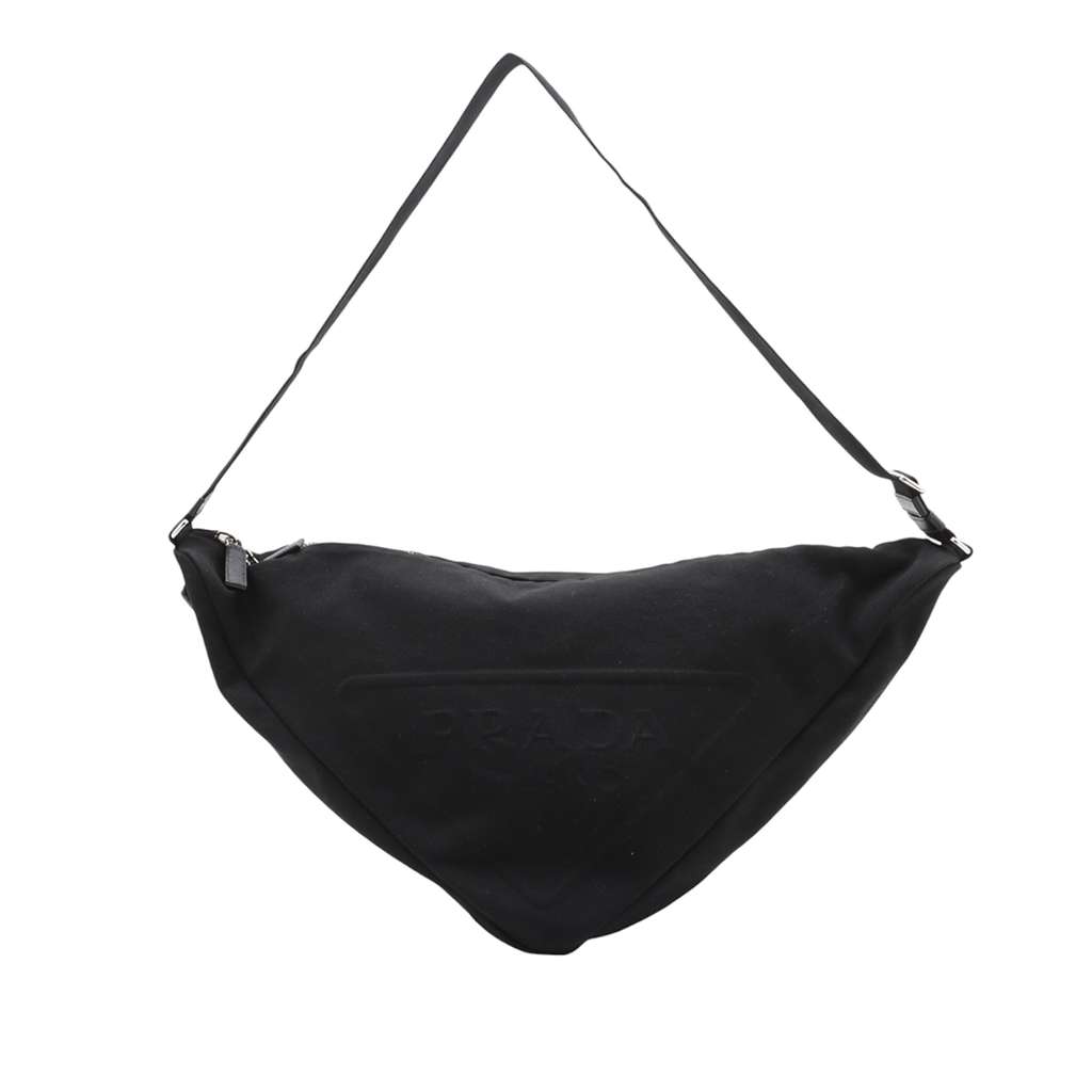 Prada Canvas Canapa Triangle Logo Shoulder Bag