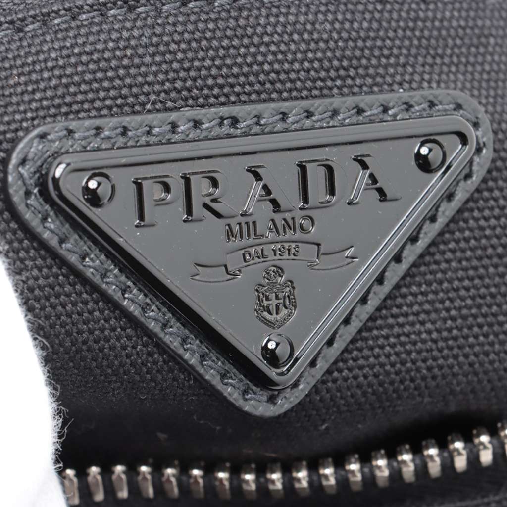 Prada Canvas Canapa Triangle Logo Shoulder Bag - Side view