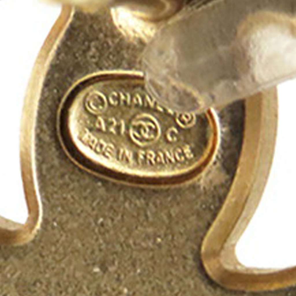 Chanel Gold Plated CC Crystal Push Back Earrings - 4