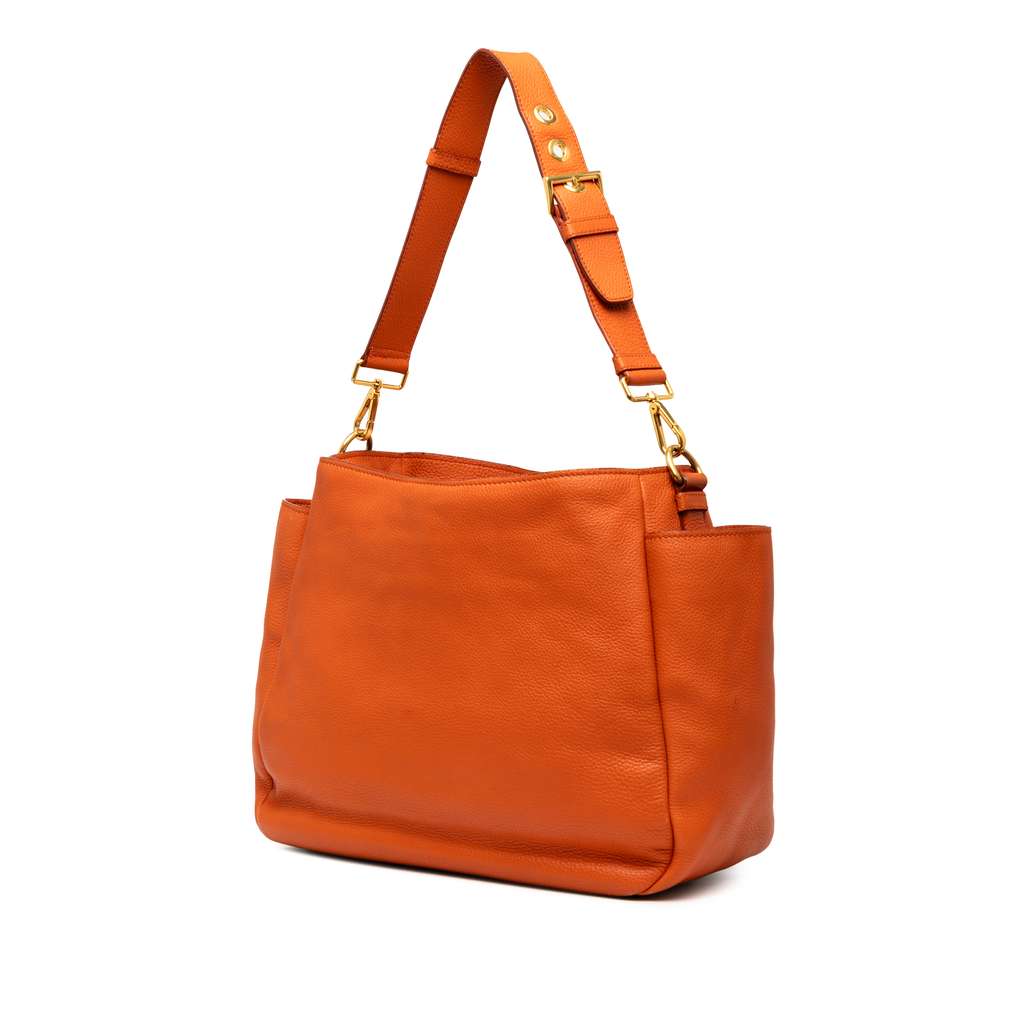 Prada Vitello Daino Side Pocket Shoulder Bag - Back view