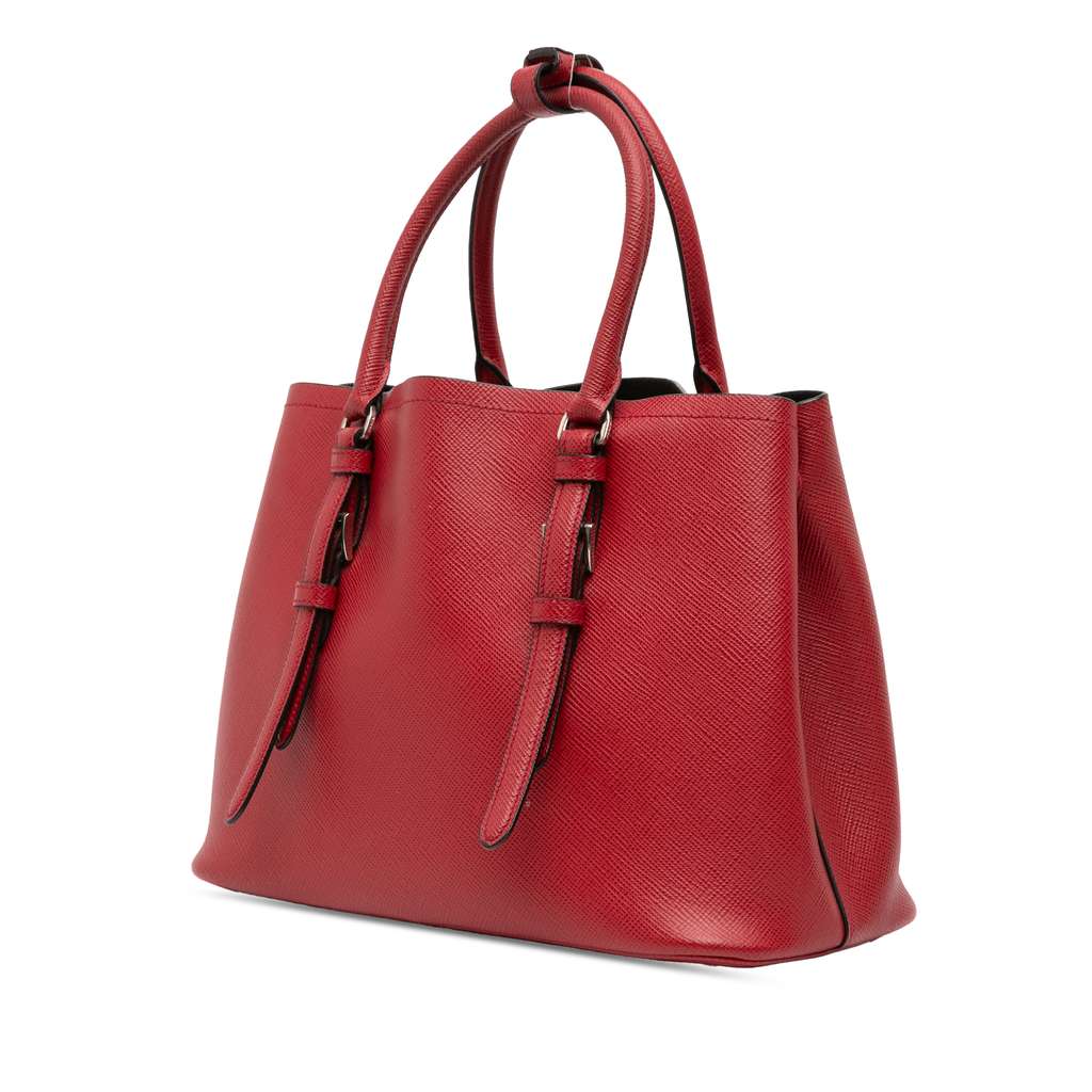 Prada Small Saffiano Cuir Double Handle Satchel - Back view