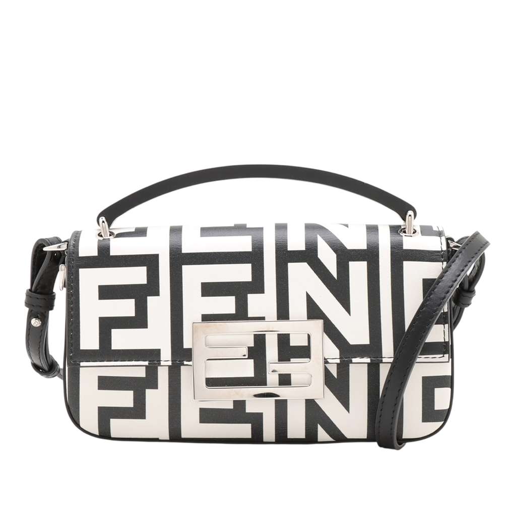 Fendi Marc Jacobs Nappa Vitello King Logo Print Baguette Phone Pouch Satchel