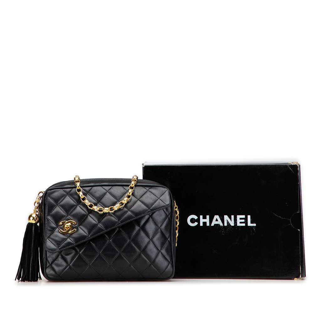 Chanel CC Quilted Lambskin Tassel Camera Bag - Image 12