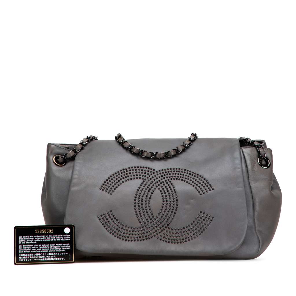 Chanel Lambskin Studded CC Accordion Flap - Image 12