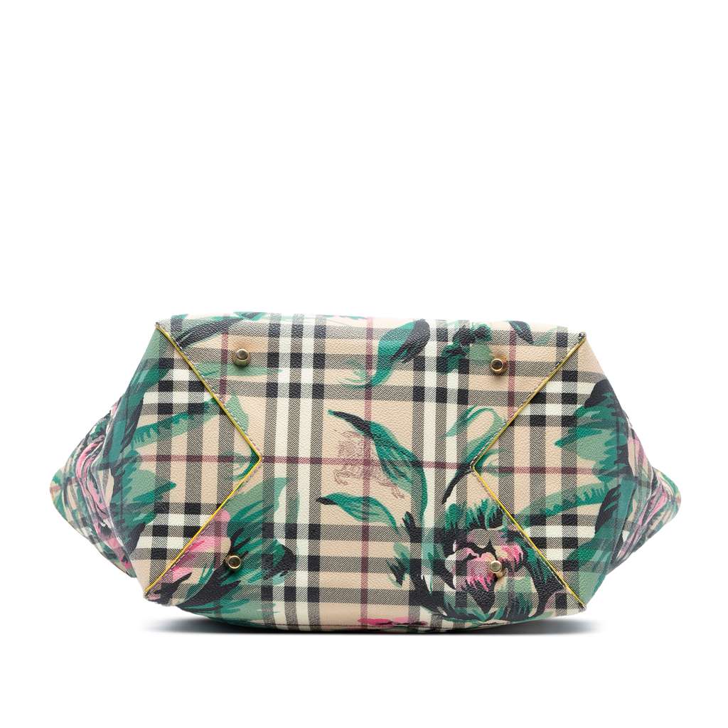 Burberry Small Haymarket Check Floral Print Coated Canvas Canterbury Tote - Image 6