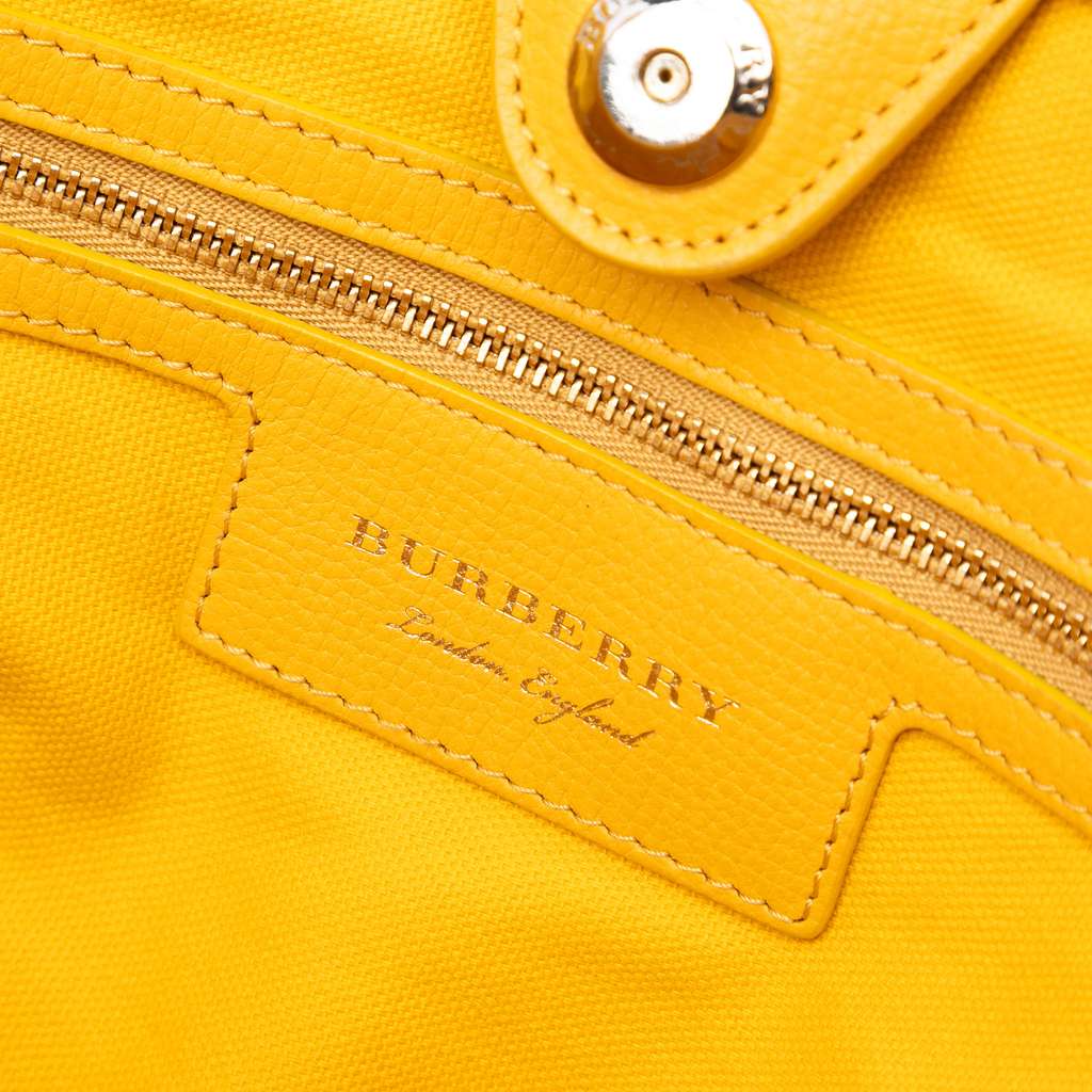 Burberry Small Haymarket Check Floral Print Coated Canvas Canterbury Tote - Side view