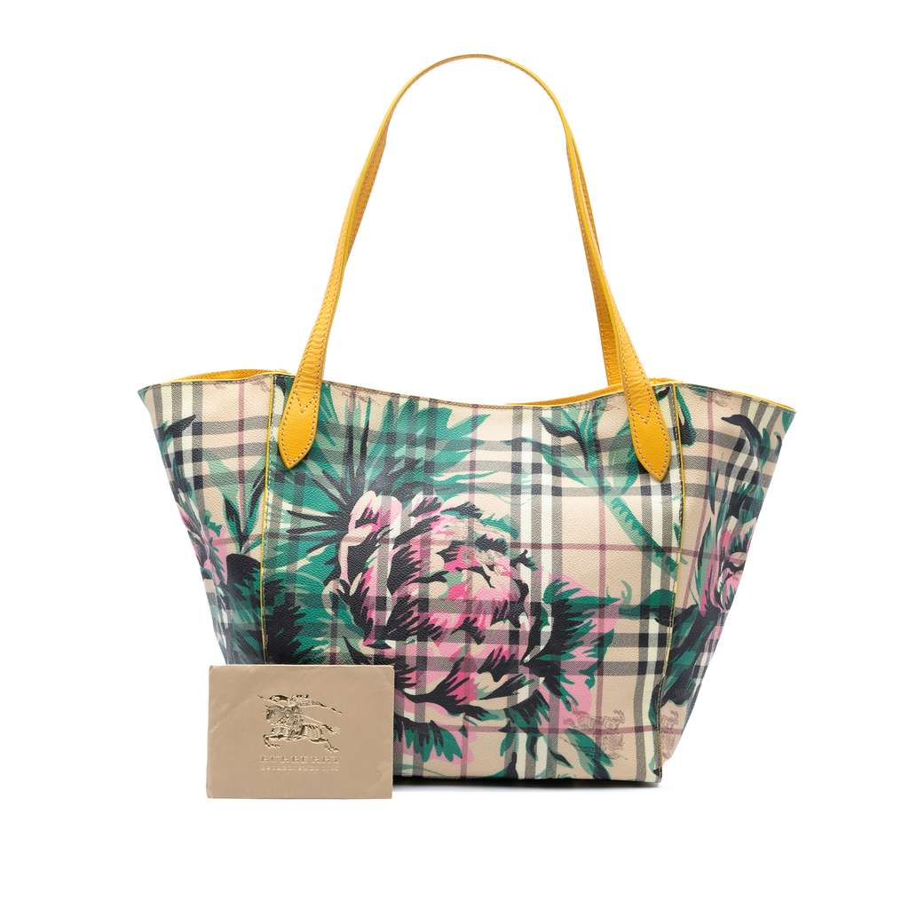 Burberry Small Haymarket Check Floral Print Coated Canvas Canterbury Tote - Image 10