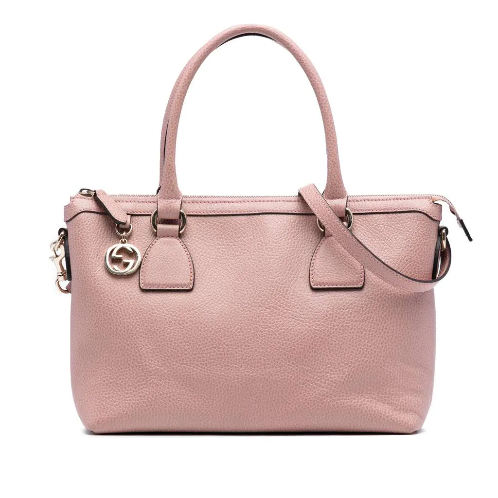 Gucci Dollar Calfskin GG Charm Satchel Pink Leather Very good - Front View
